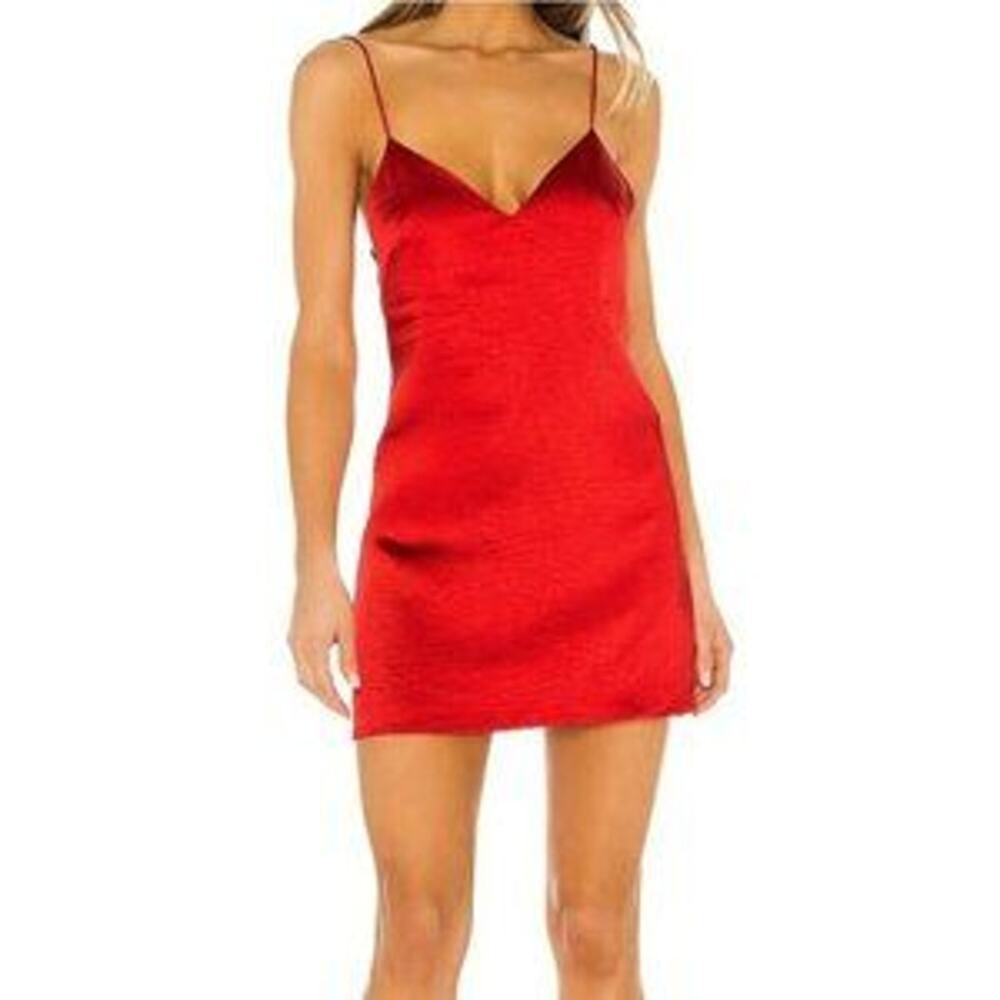 Superdown Jessa Open Back Red Mini Slip Dress MED NWT Sexy Club